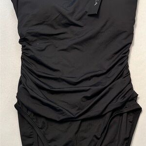 Flattering Black La Blanca One-Piece Gathered Swimsuit